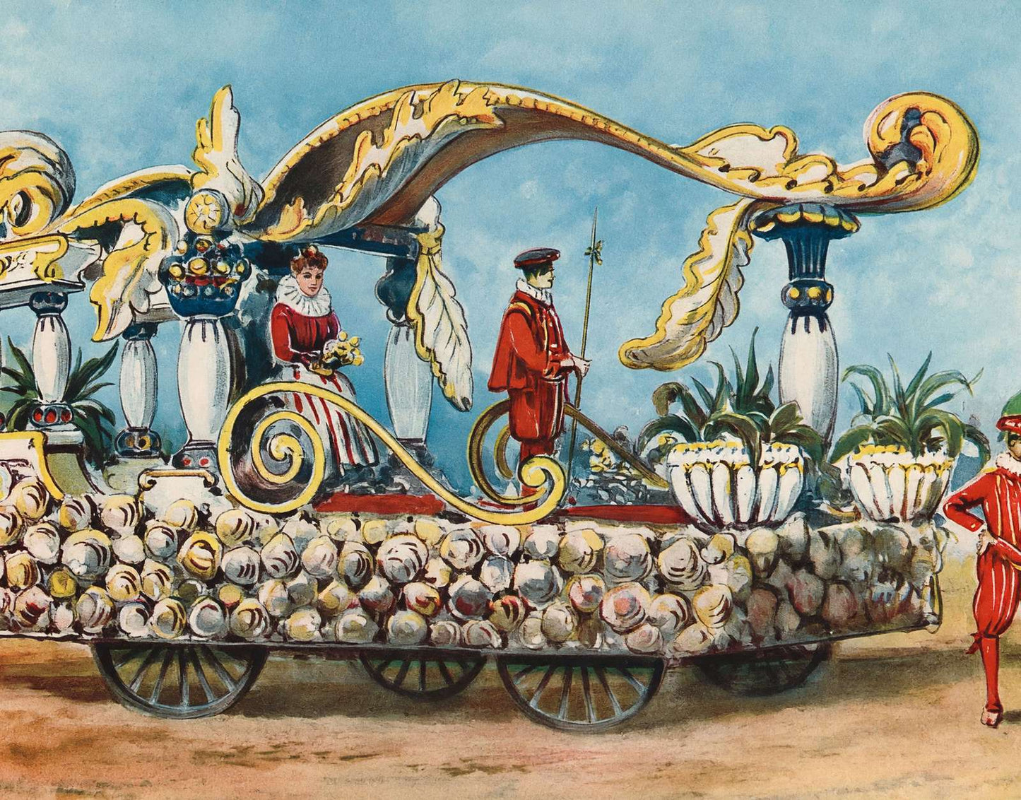 Foliage Pot Float Houston Carnival 1907 Vintage Print (7 Sizes) - Acid Free