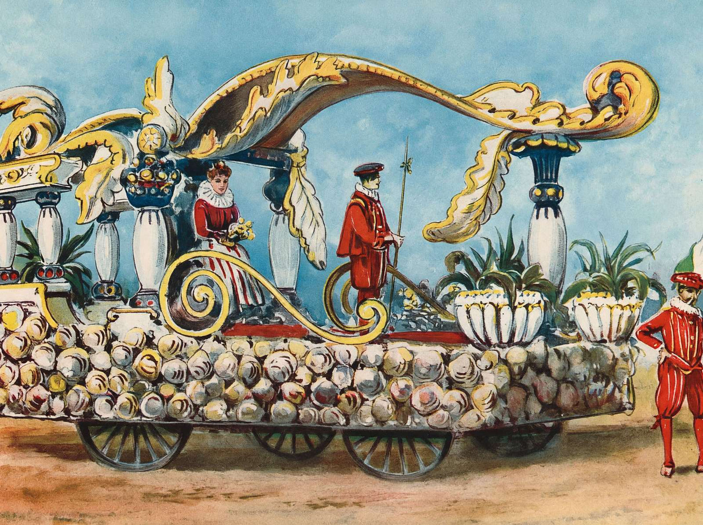 Foliage Pot Float Houston Carnival 1907 Vintage Print (7 Sizes) - Acid Free