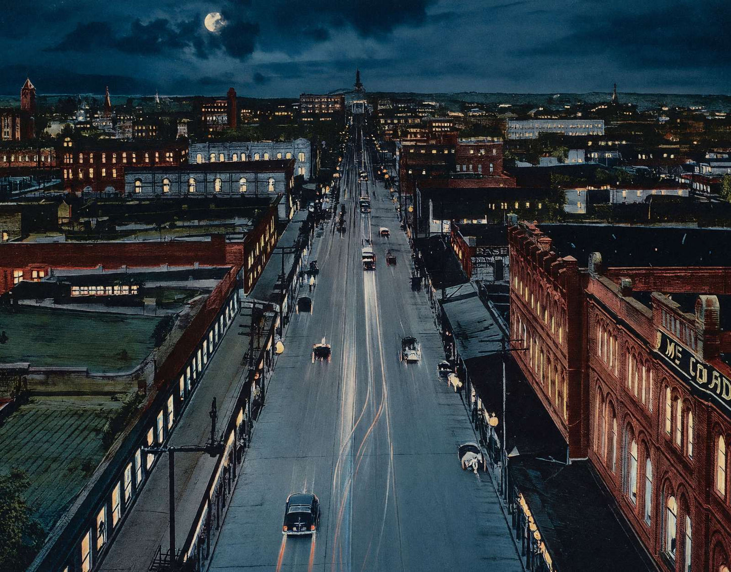 Main Street Night View Fort Worth 1906 Vintage Print (7 Sizes) - Premium Print