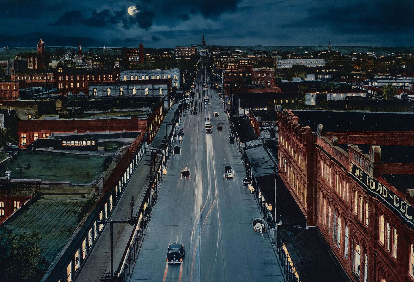 Main Street Night View Fort Worth 1906 Vintage Print (7 Sizes) - Premium Print