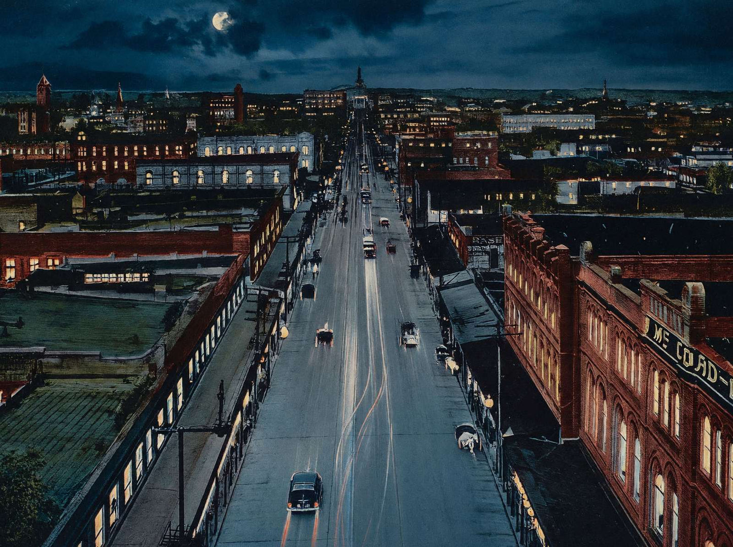 Main Street Night View Fort Worth 1906 Vintage Print (7 Sizes) - Premium Print