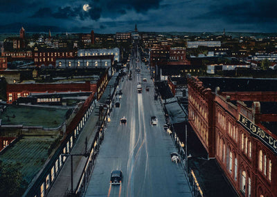 Main Street Night View Fort Worth 1906 Vintage Print (7 Sizes) - Premium Print
