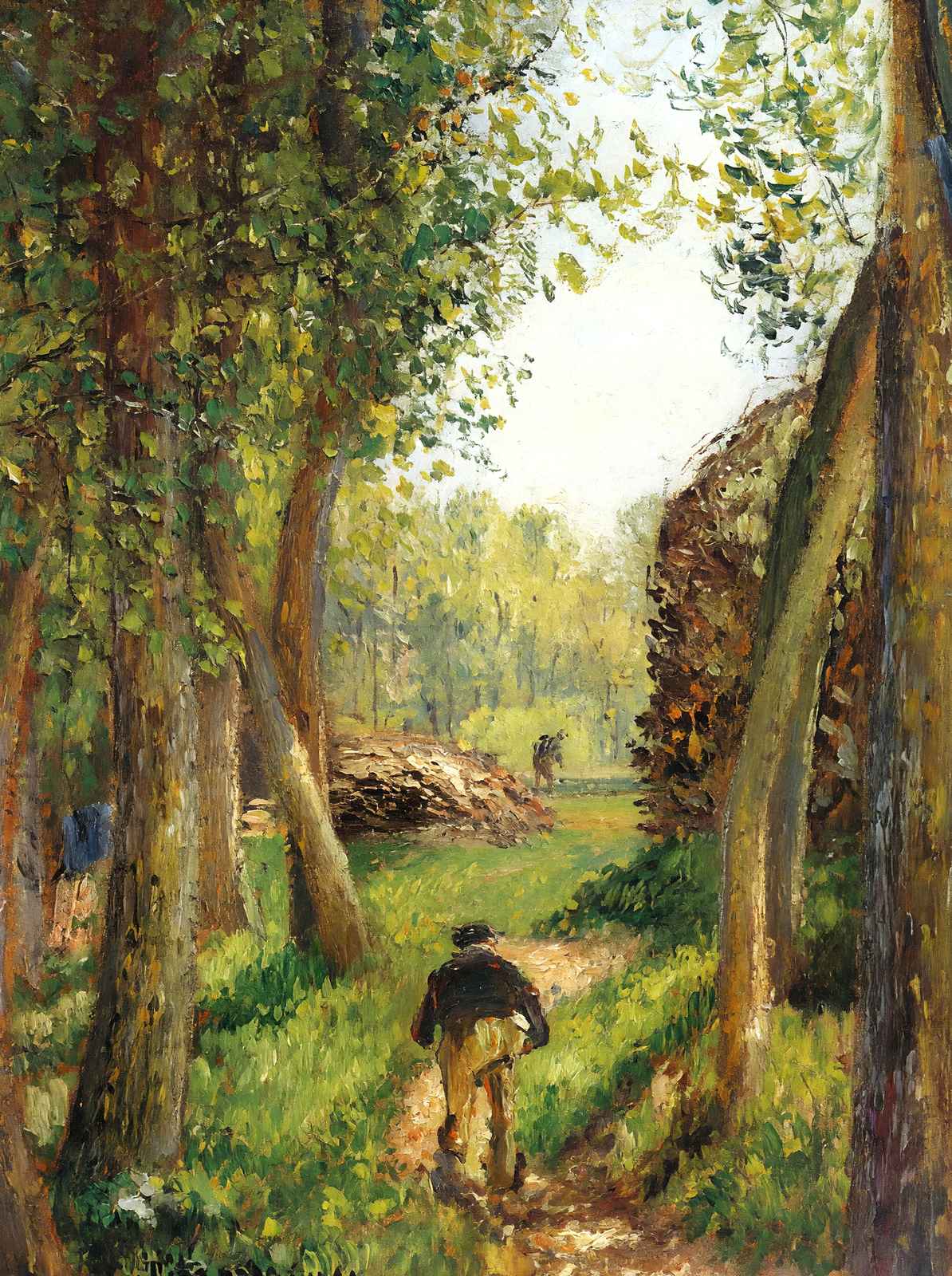 Forest Scene with Two Figures by Camille Pissarro Fine Art Print (6 Sizes)