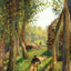 Forest Scene with Two Figures painting print by Camille Pissarro