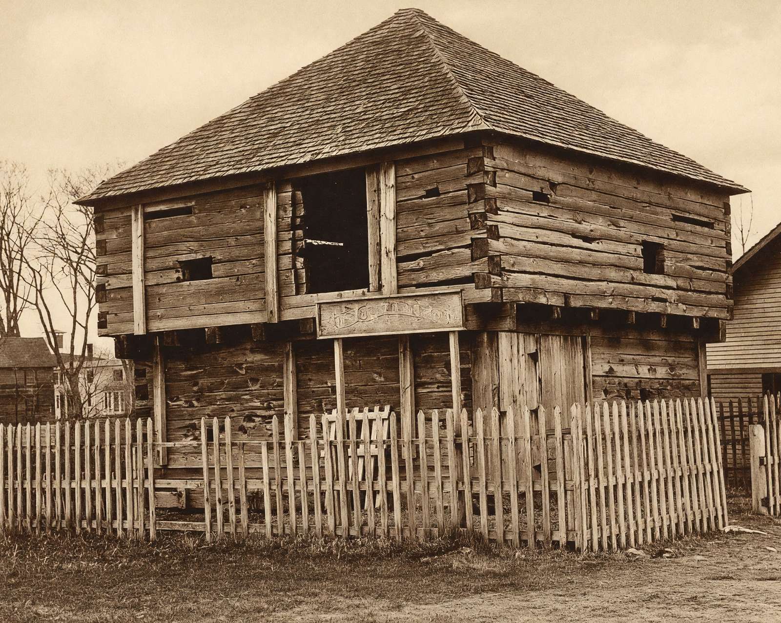 Fort Halifax in Winslow in 1911 vintage print