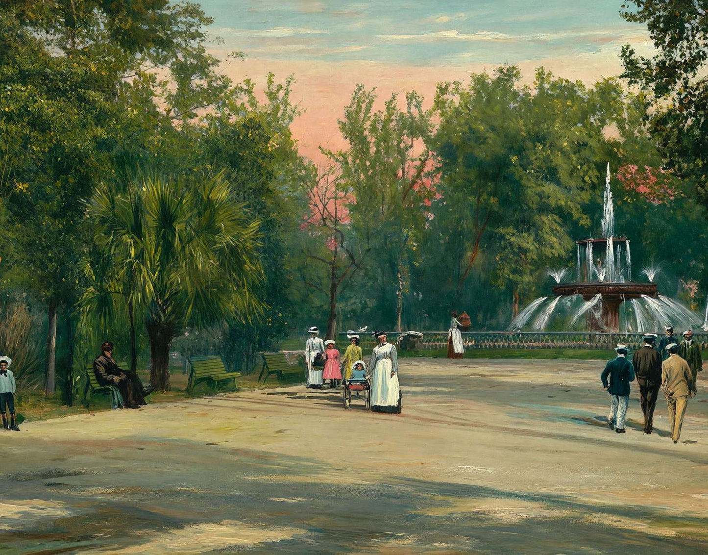Forsyth Park Savannah GA in 1905 Art Print (7 Sizes) - Archival Paper