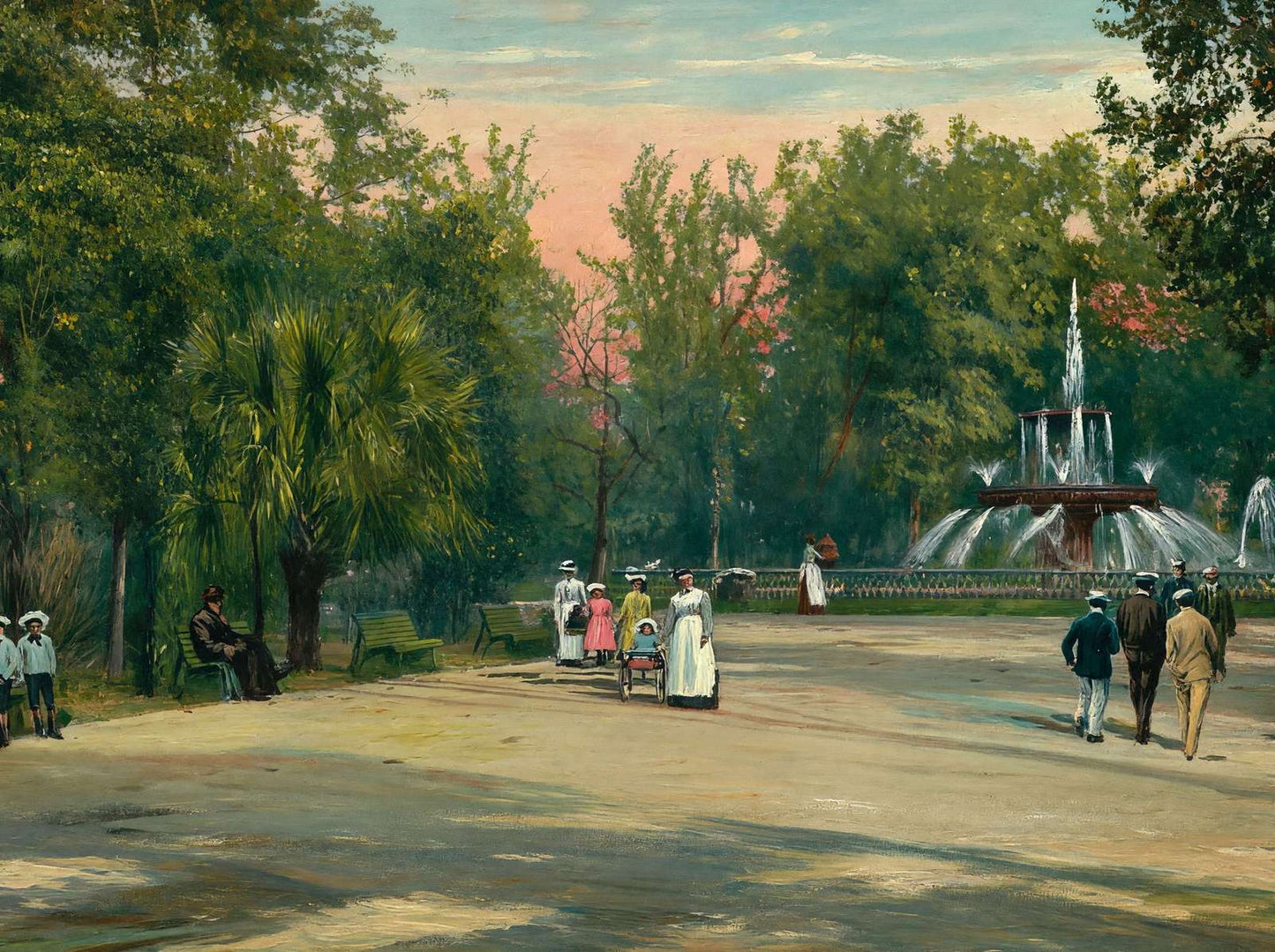 Forsyth Park Savannah GA in 1905 Art Print (7 Sizes) - Archival Paper