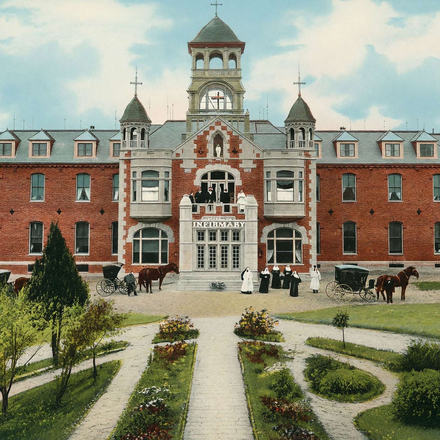 St Joseph's Infirmary Fort Worth in 1906 Vintage Print (7 Sizes) - High Quality