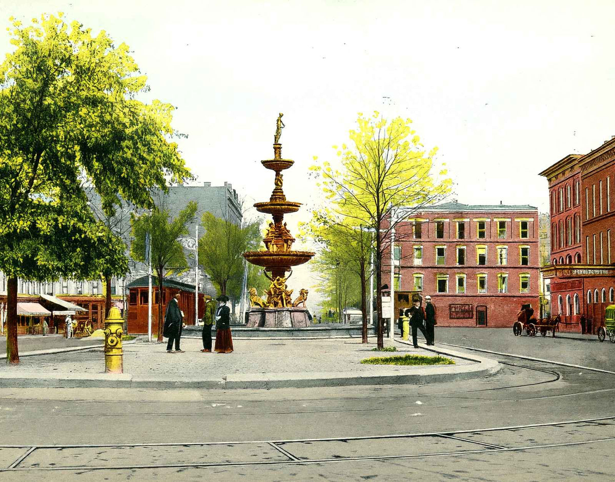 Fountain Square Springfield Ohio in 1907 Vintage Print (7 Sizes)