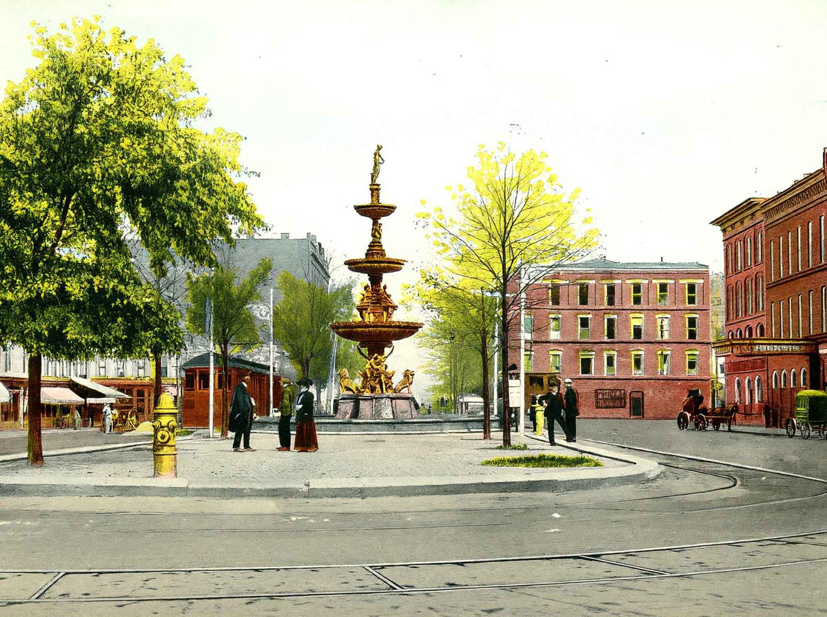 Fountain Square Springfield Ohio in 1907 Vintage Print (7 Sizes)