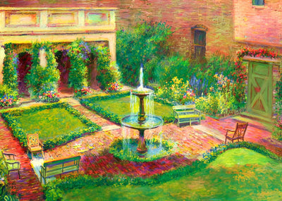 Fountain in Center Art Print (7 Sizes) - Enhanced