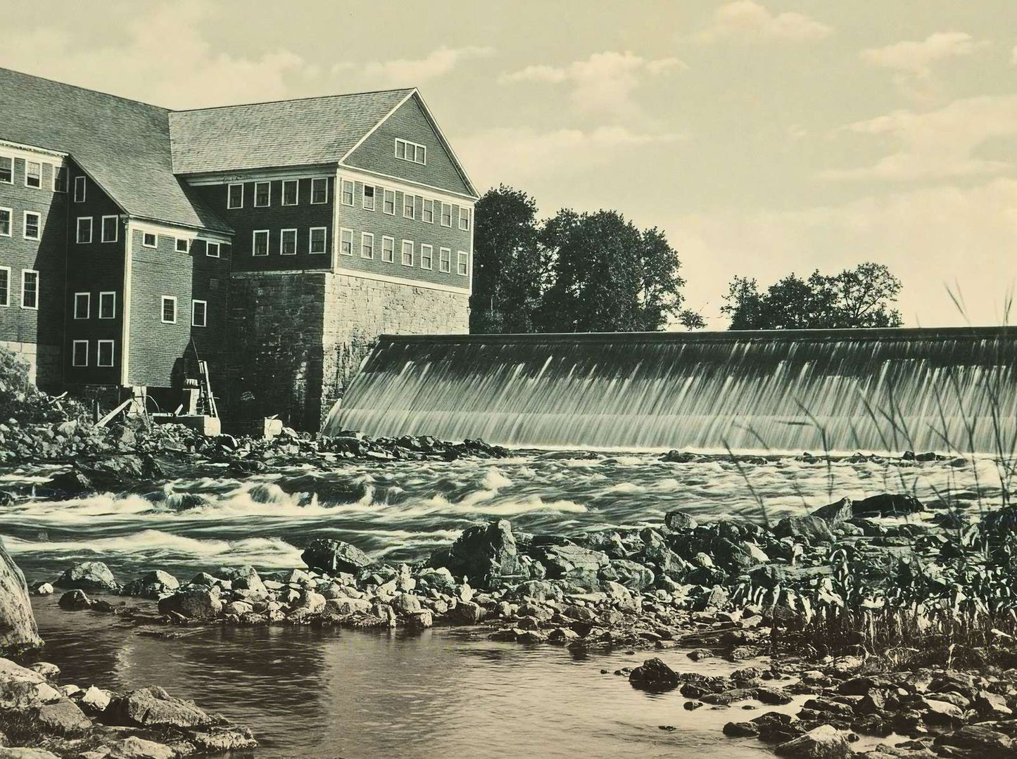 Eastman Falls and Excelsior Mill Franklin NH Vintage Print (7 Sizes) - Enhanced