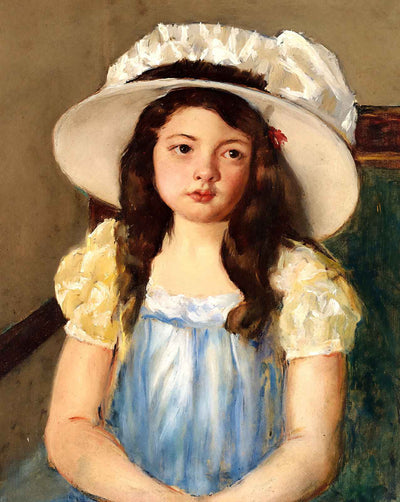 Francoise Wearing a Big White Hat painting print by Mary Cassatt (1908)