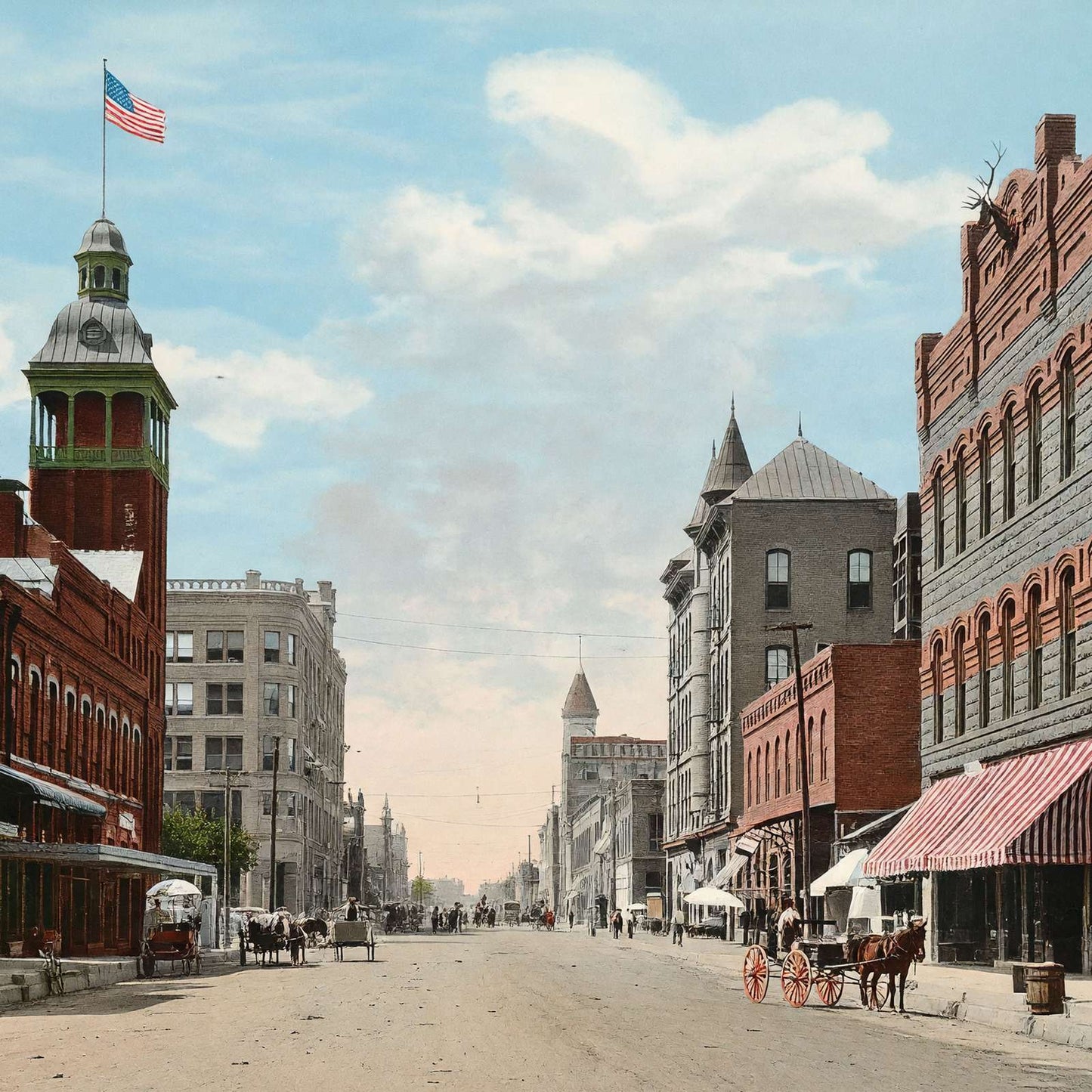 Franklin Street Waco in 1905 Vintage Print (7 Sizes) - Acid Free