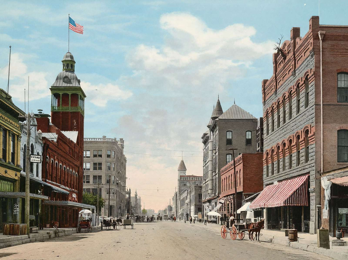 Franklin Street Waco in 1905 Vintage Print (7 Sizes) - Acid Free