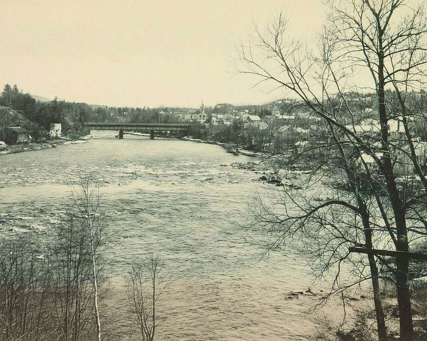 Pemigewasset River and Bridge restored photo print