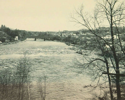 Pemigewasset River and Bridge restored photo print