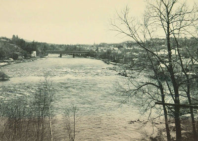 Pemigewasset River and Bridge Franklin NH Vintage Print (7 Sizes)
