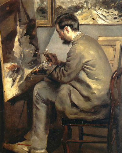 Frederic Bazille Painting the Heron (Frederic Bazille at His Easel) fine art print by Pierre-Auguste Renoir (1867)