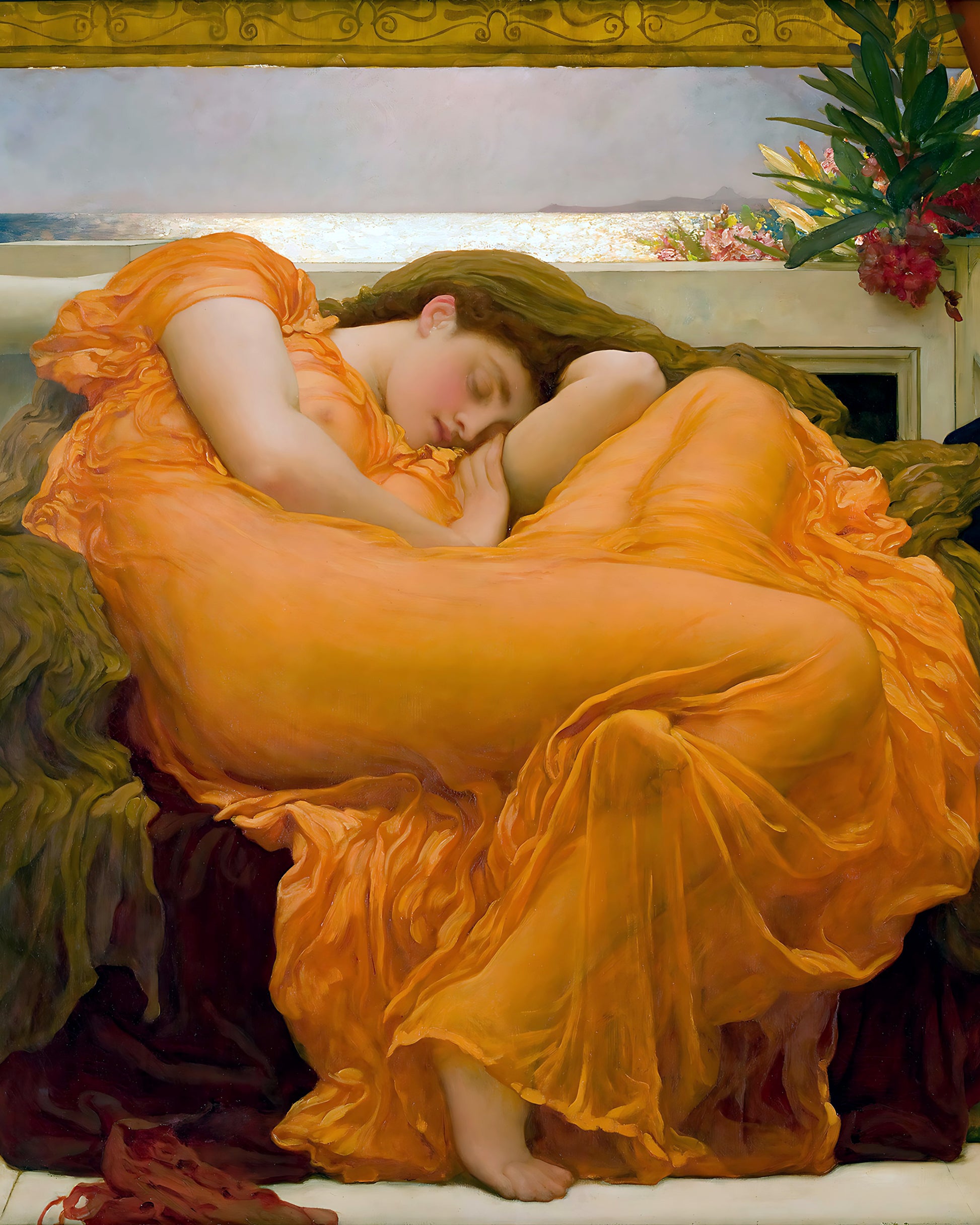 Flaming June Painting by Frederic Lord Leighton 8x10" Art Print