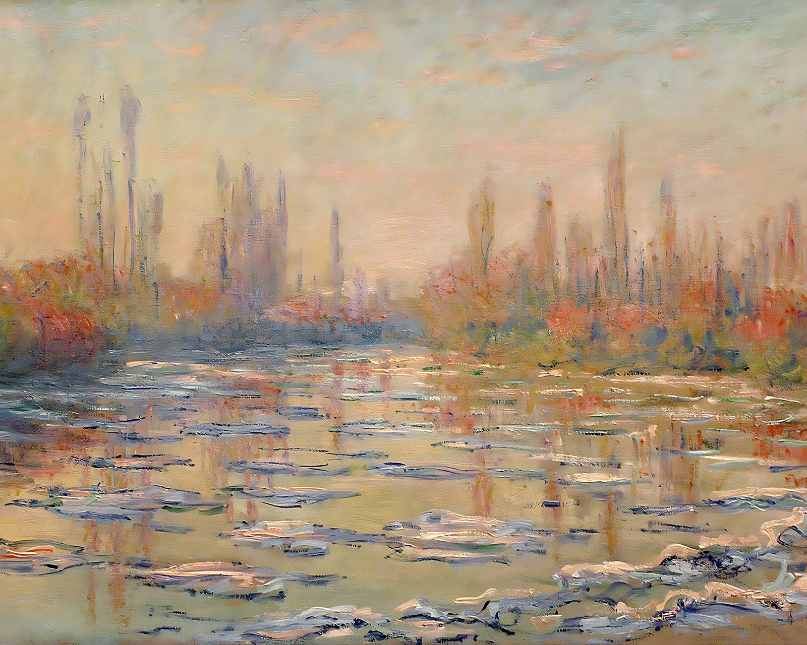 Floating Ice on the Seine Painting by Claude Monet 8x10" Art Print
