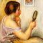 Gabrielle Holding a Mirror with a Portrait of Coco 1905 Fine Art Print (6 Sizes)