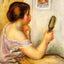 Gabrielle Holding a Mirror with a Portrait of Coco art print by Pierre-Auguste Renoir (1905)