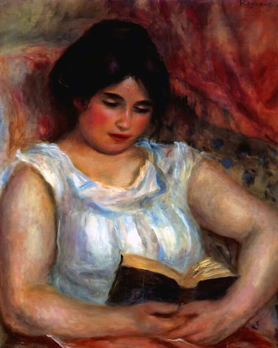 Gabrielle Reading Painting by Pierre-Auguste Renoir 8x10" Art Print - Restored