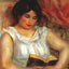 Gabrielle Reading painting print by Pierre-Auguste Renoir (1906)