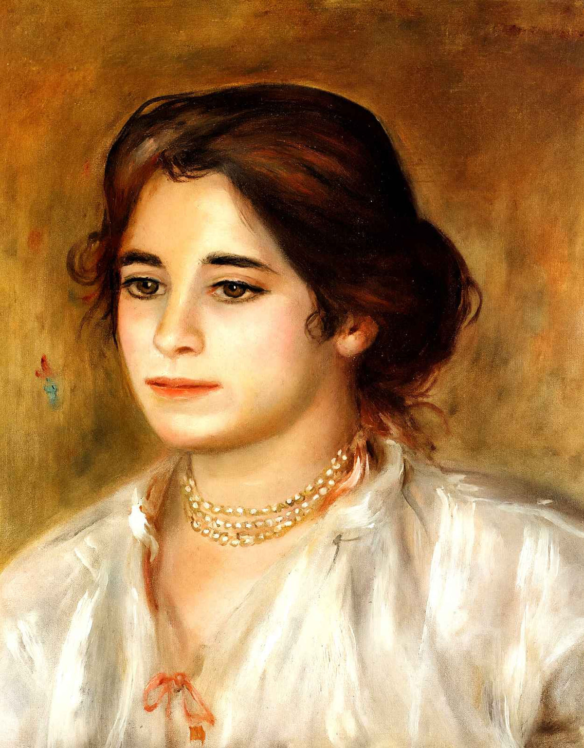 Gabrielle Wearing a Necklace 1906 by Pierre-Auguste Renoir Art Print (6 Sizes)