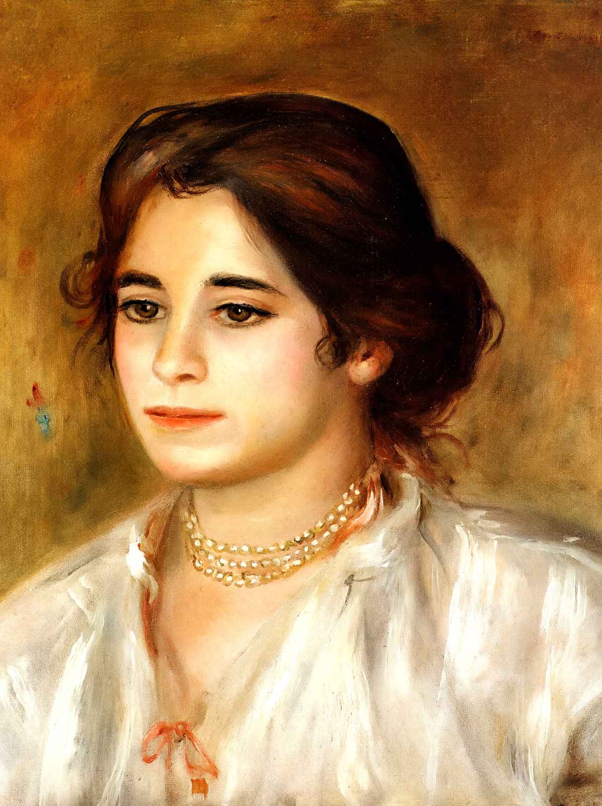 Gabrielle Wearing a Necklace 1906 by Pierre-Auguste Renoir Art Print (6 Sizes)
