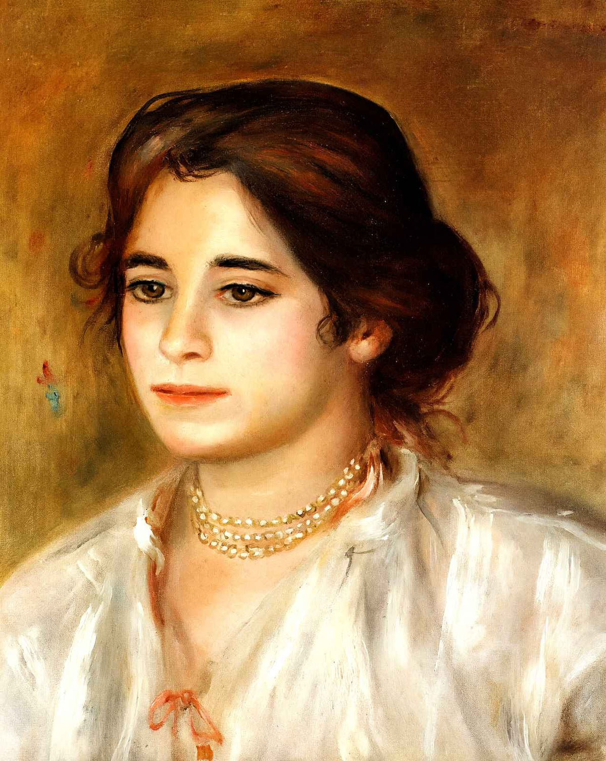 Gabrielle Wearing a Necklace art print by Pierre-Auguste Renoir (1906)