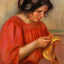 Gabrielle Mending 1908 by Pierre-Auguste Renoir Fine Art Print (6 Sizes)