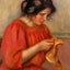Gabrielle Mending 1908 by Pierre-Auguste Renoir Fine Art Print (6 Sizes)