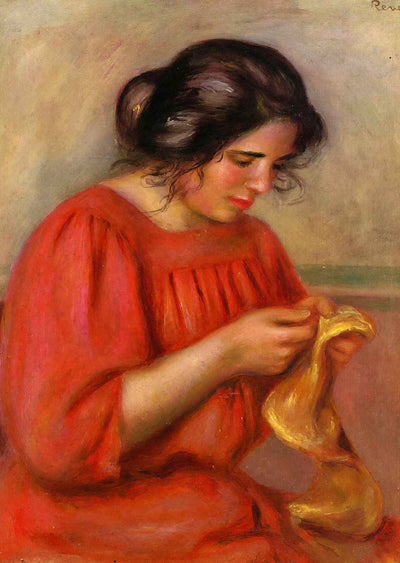 Gabrielle Mending 1908 by Pierre-Auguste Renoir Fine Art Print (6 Sizes)