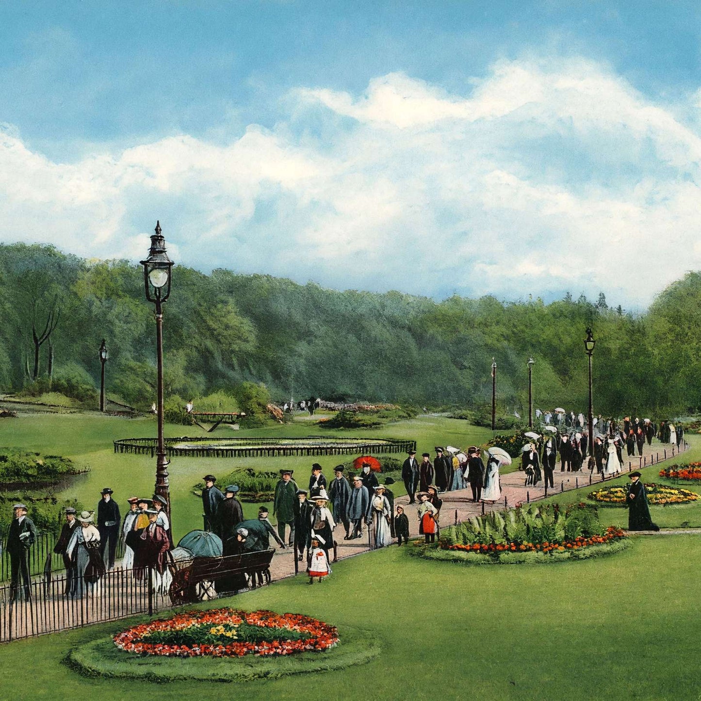 The Gardens Bournemouth in 1904 Vintage Print (7 Sizes) - Enhanced