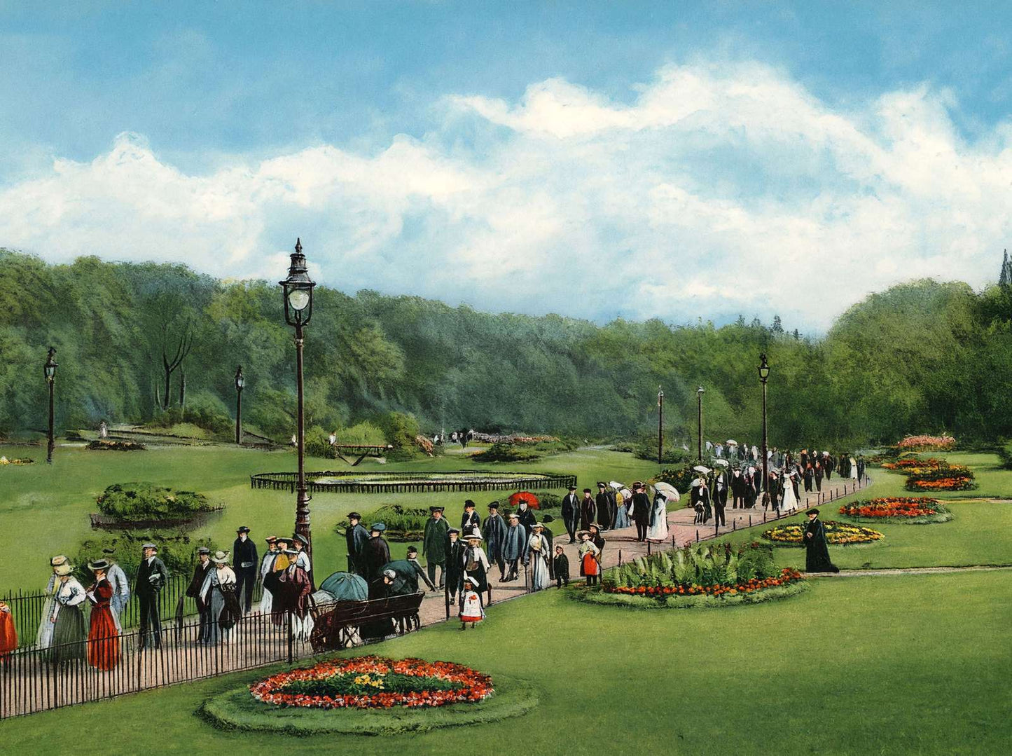 The Gardens Bournemouth in 1904 Vintage Print (7 Sizes) - Enhanced