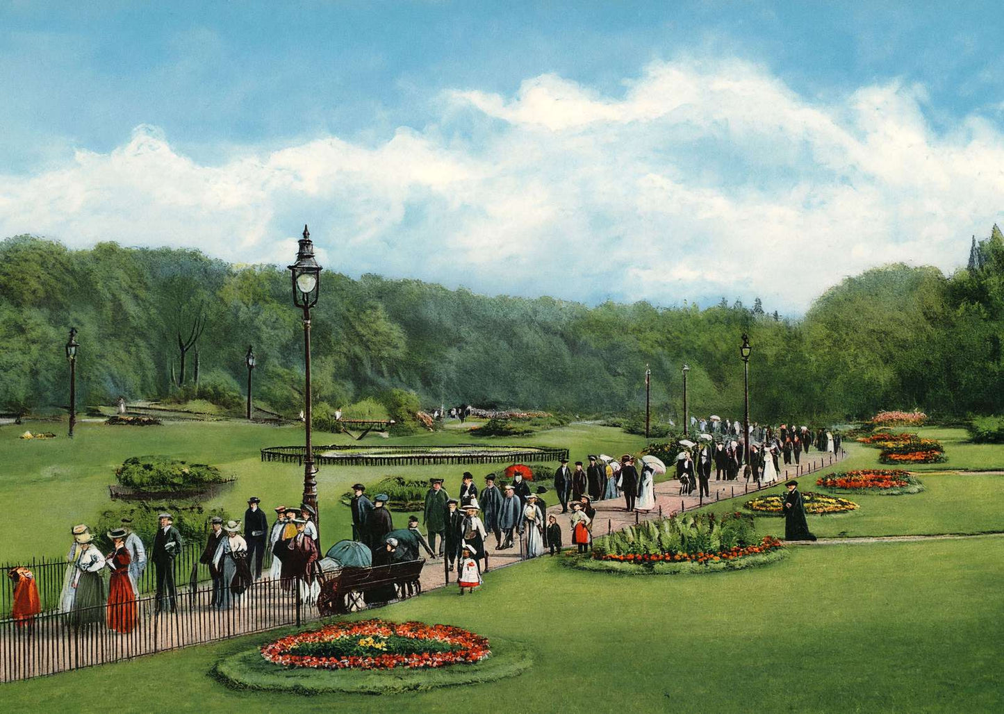 The Gardens Bournemouth in 1904 Vintage Print (7 Sizes) - Enhanced