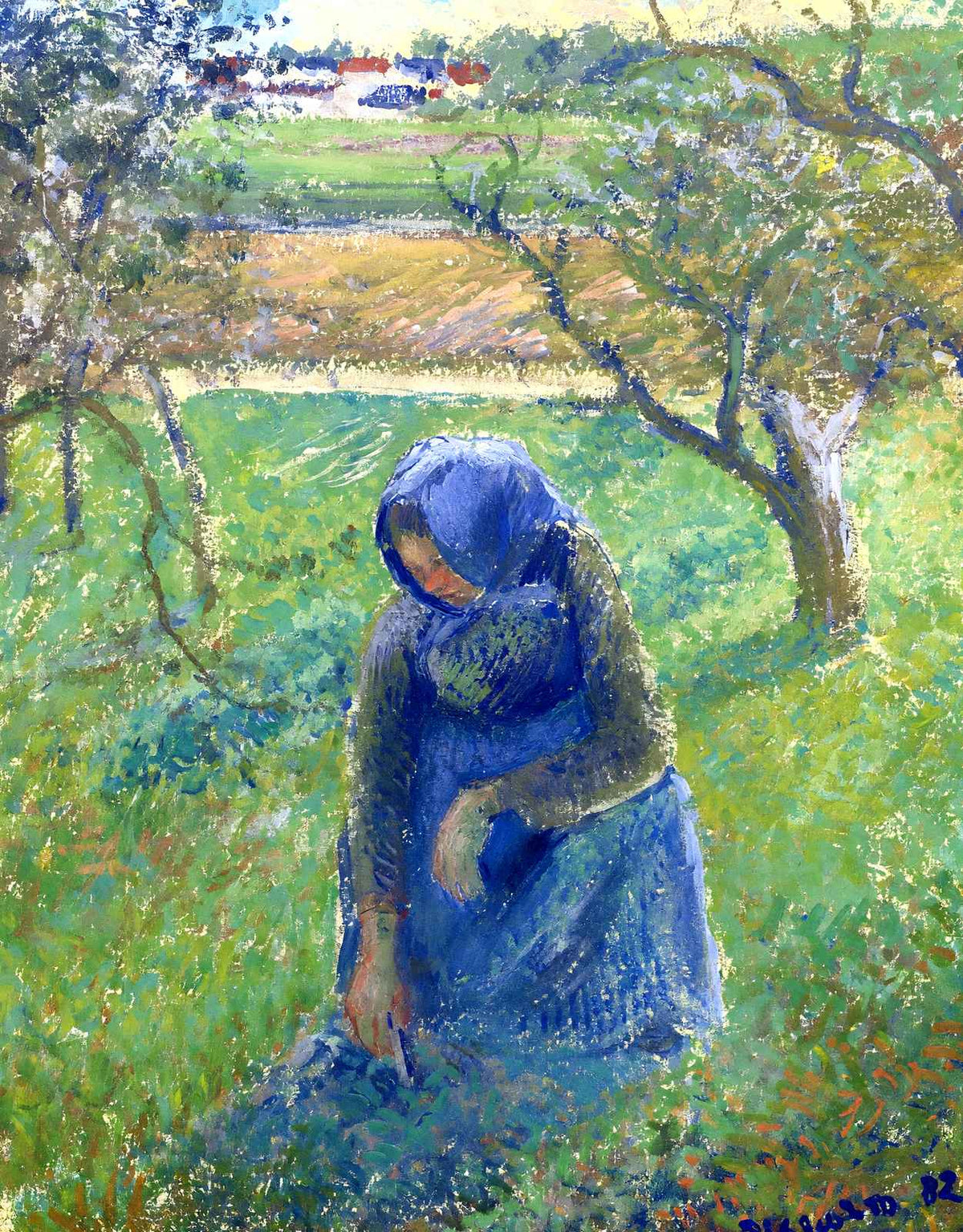 Gathering Herbs 1882 Painting by Camille Pissarro Fine Art Print (6 Sizes)