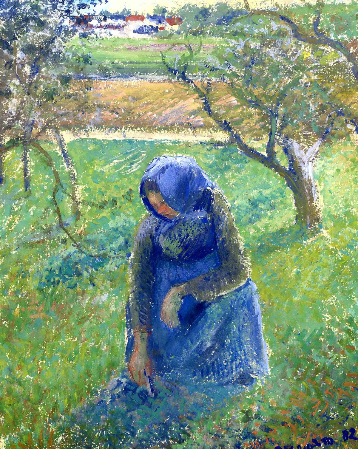 Gathering Herbs art print by Camille Pissarro (1882)