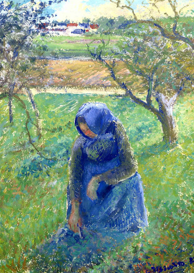 Gathering Herbs 1882 Painting by Camille Pissarro Fine Art Print (6 Sizes)
