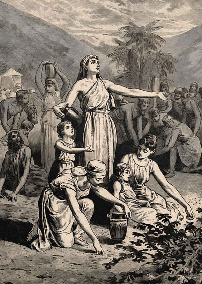 Gathering Manna, Israelites in the Wilderness Art Print (6 Sizes) - Restored