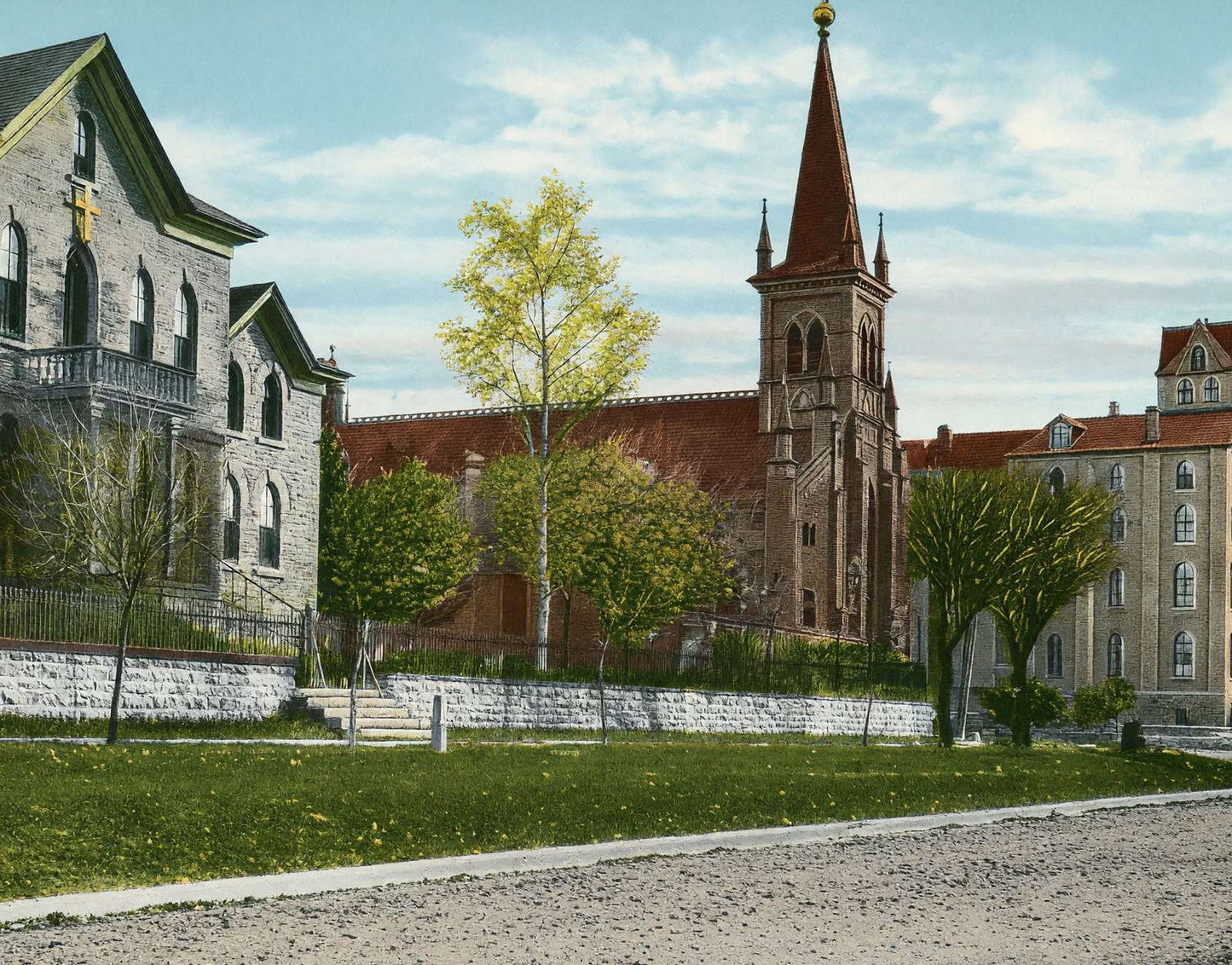 German Catholic Buildings Mankato MN in 1906 Vintage Print (7 Sizes)