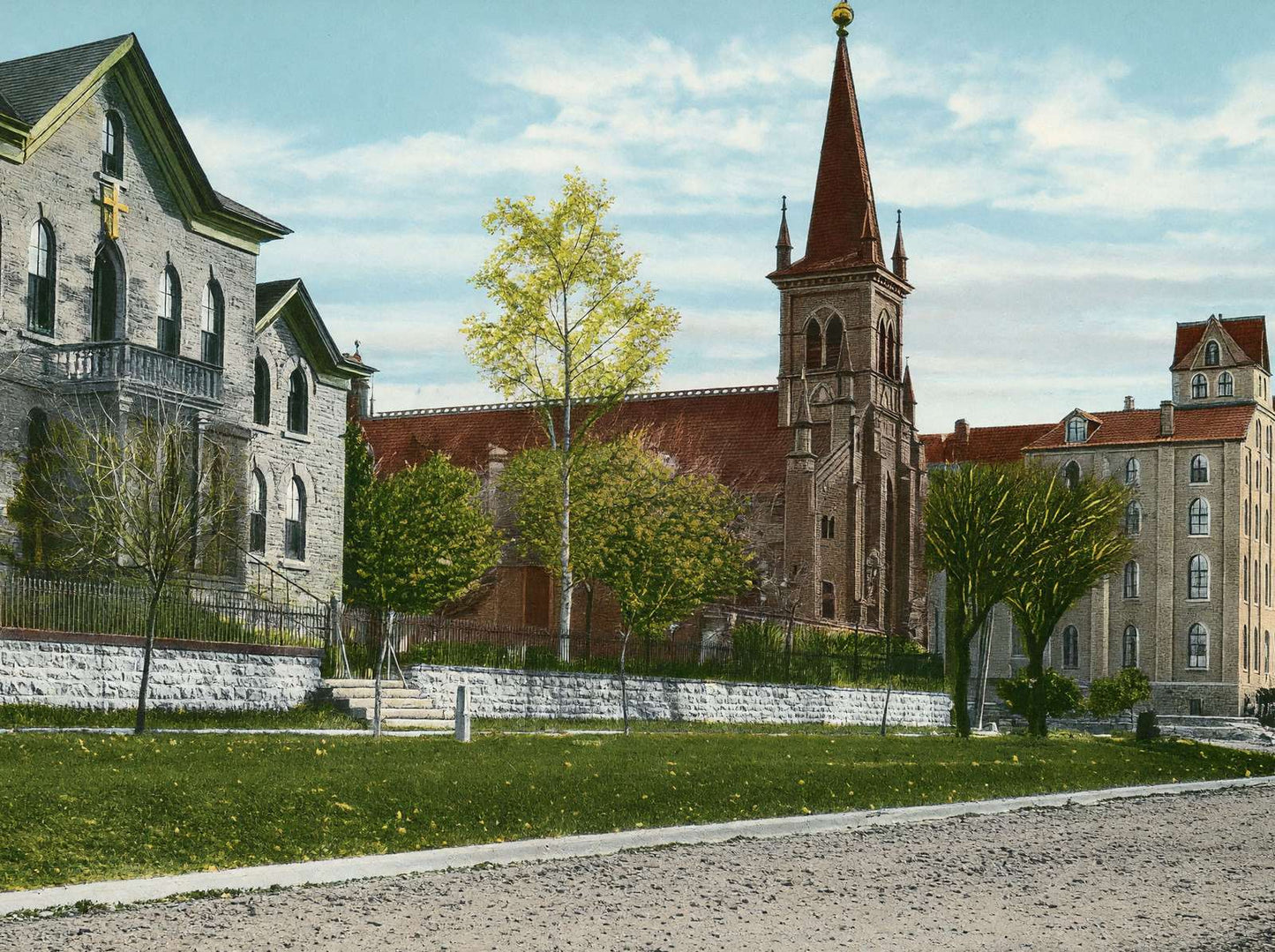 German Catholic Buildings Mankato MN in 1906 Vintage Print (7 Sizes)