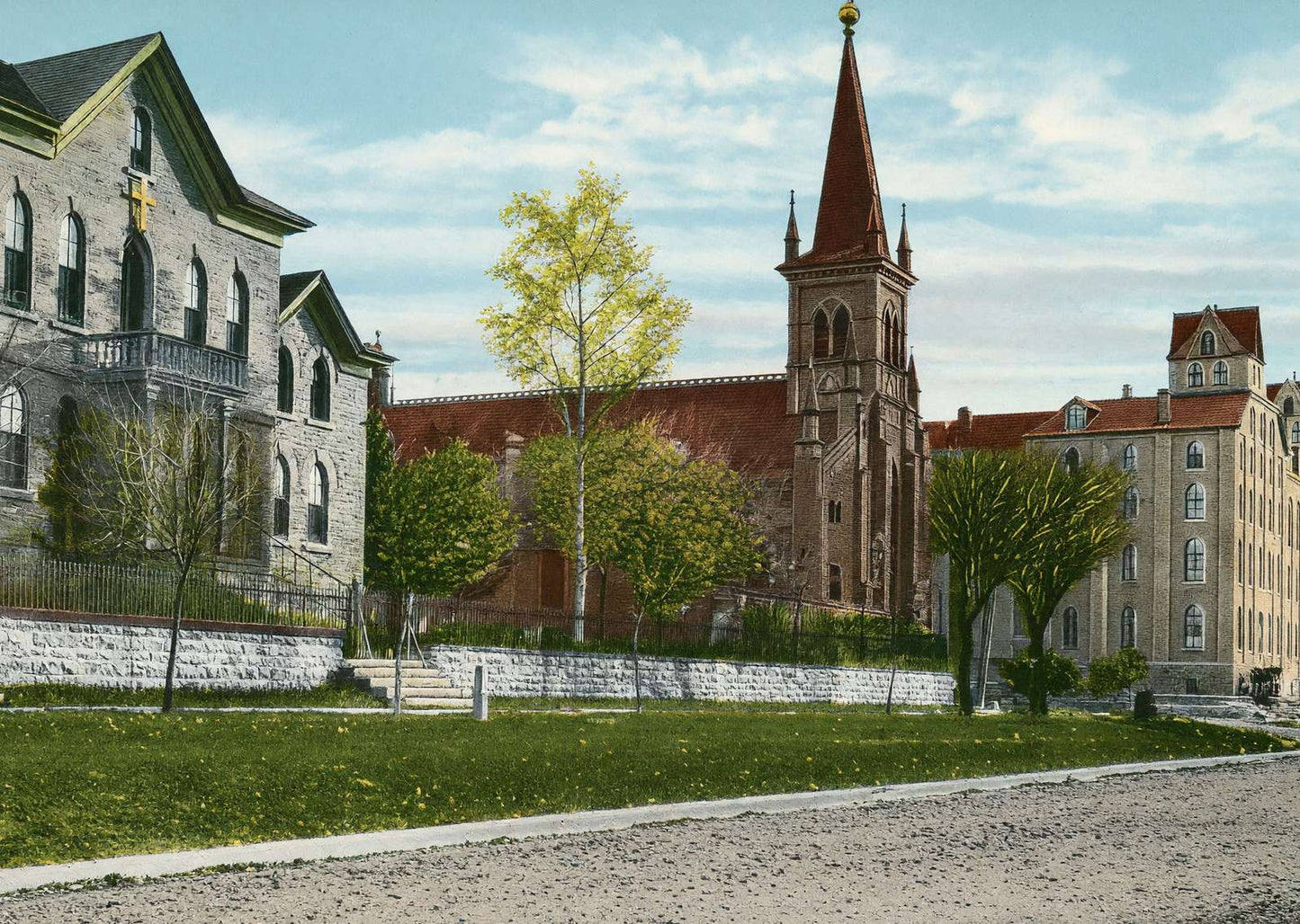 German Catholic Buildings Mankato MN in 1906 Vintage Print (7 Sizes)