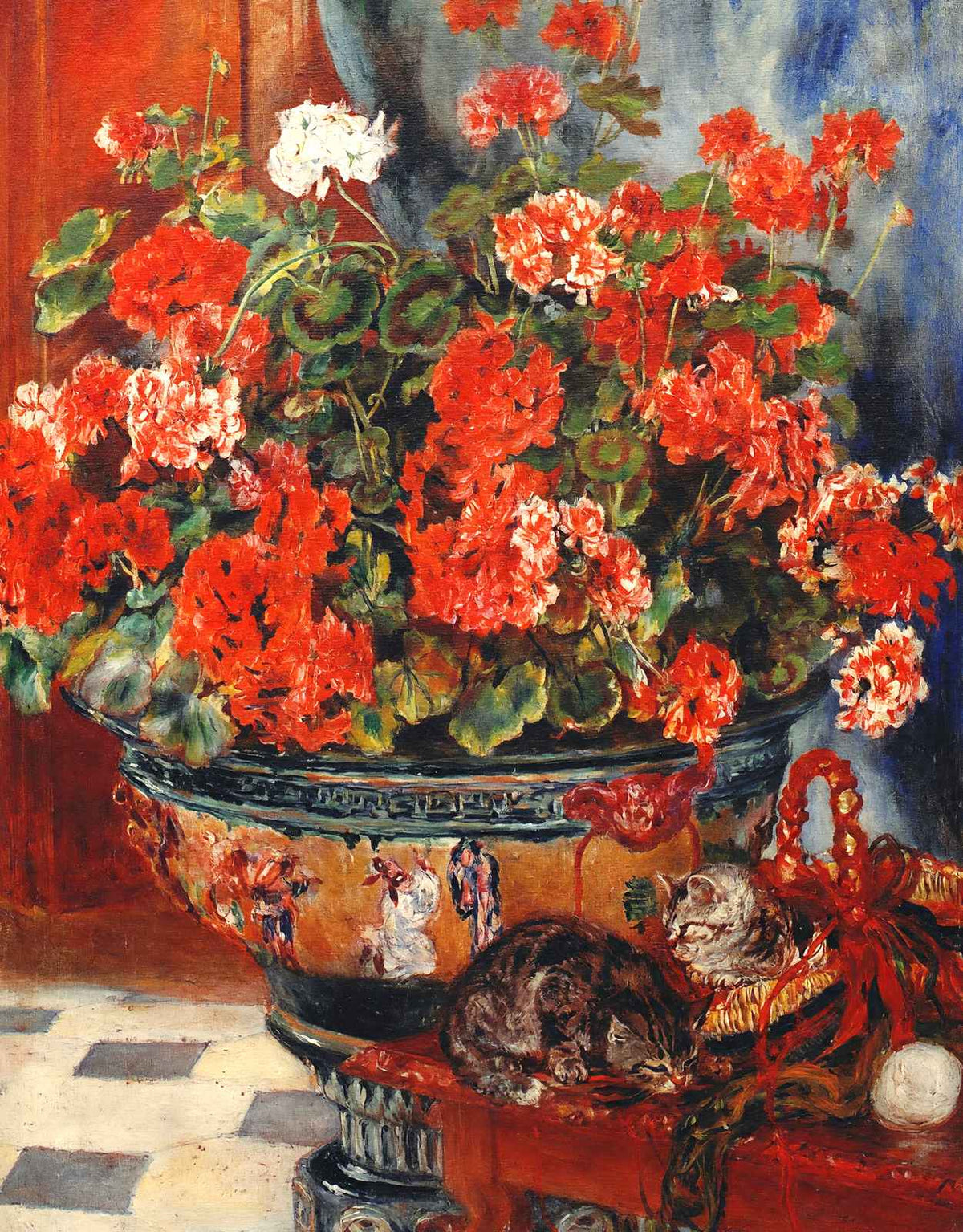 Geraniums and Cats 1881 Painting by Pierre-Auguste Renoir Art Print (6 Sizes)