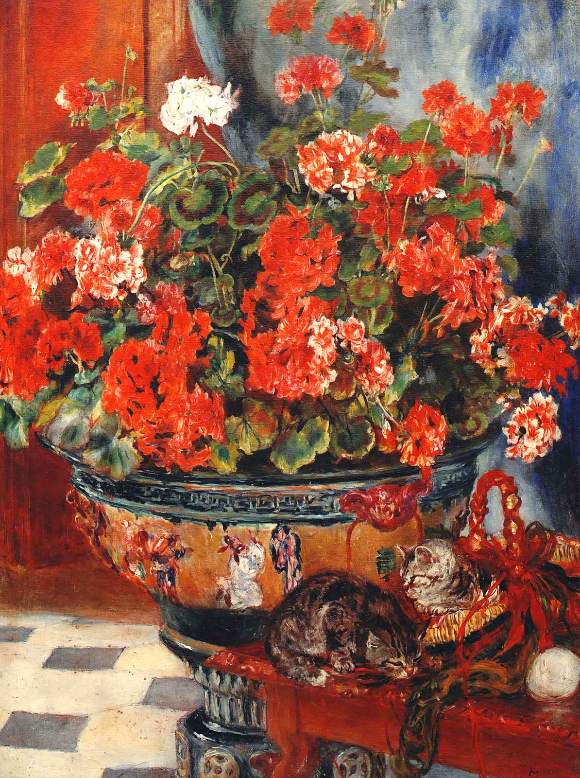 Geraniums and Cats 1881 Painting by Pierre-Auguste Renoir Art Print (6 Sizes)