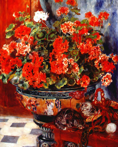 Geraniums and Cats Painting by Pierre-Auguste Renoir 8x10" Art Print - Acid Free