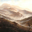 Giant Mountains Landscape with Rising Fog 1820 Art Print (6 Sizes) - Restored