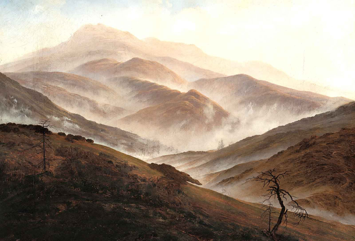 Giant Mountains Landscape with Rising Fog 1820 Art Print (6 Sizes) - Restored